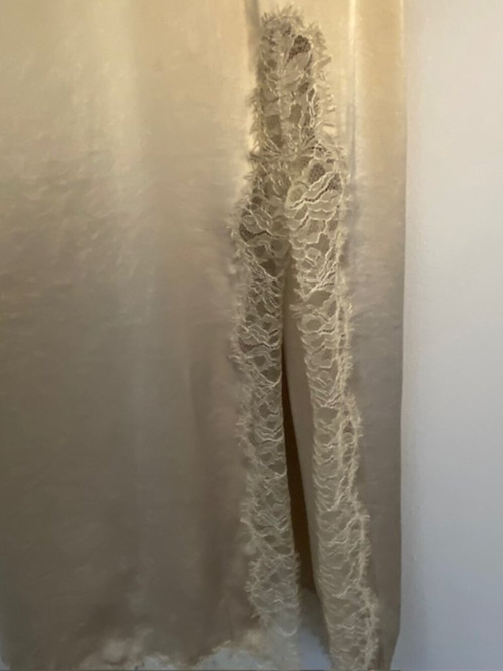 Wilfred Aritzia Satin Slip Dress with Lace Medium Midi Pale Gold - Picture 3 of 16